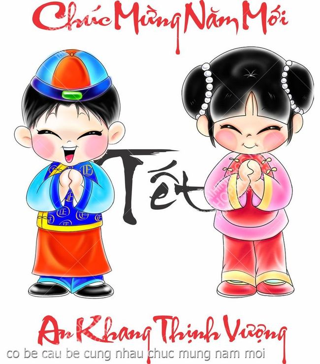 co be cau be cung nhau chuc mung nam moi